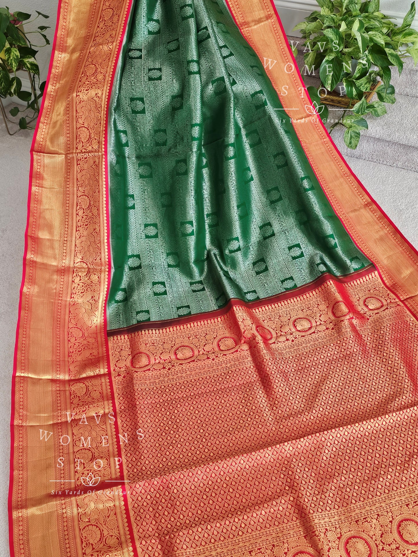 Pure Kanchi Pattu Tissue Brocade Silk Saree - Maggam Blouse