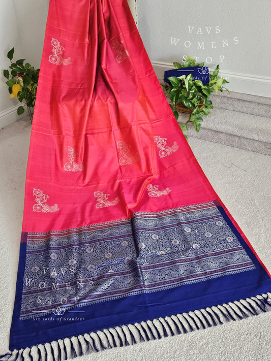 Pure Kanchi Soft Silk Borderless Saree with Pure Benarasi Blouse