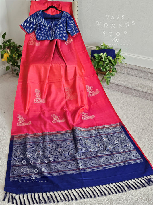 Pure Kanchi Soft Silk Borderless Saree - Benarasi Blouse