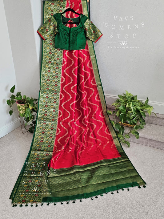 Handwoven Pure Chiniya Silk Saree - Blouse
