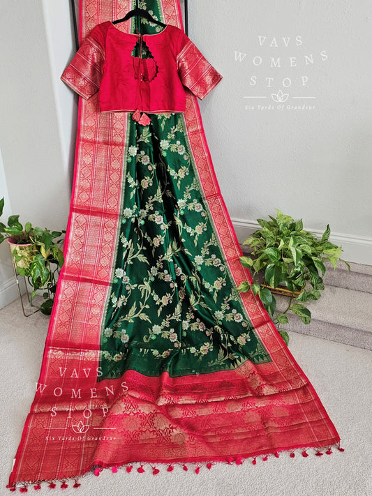 Handwoven Pure Chiniya Silk Saree - Blouse