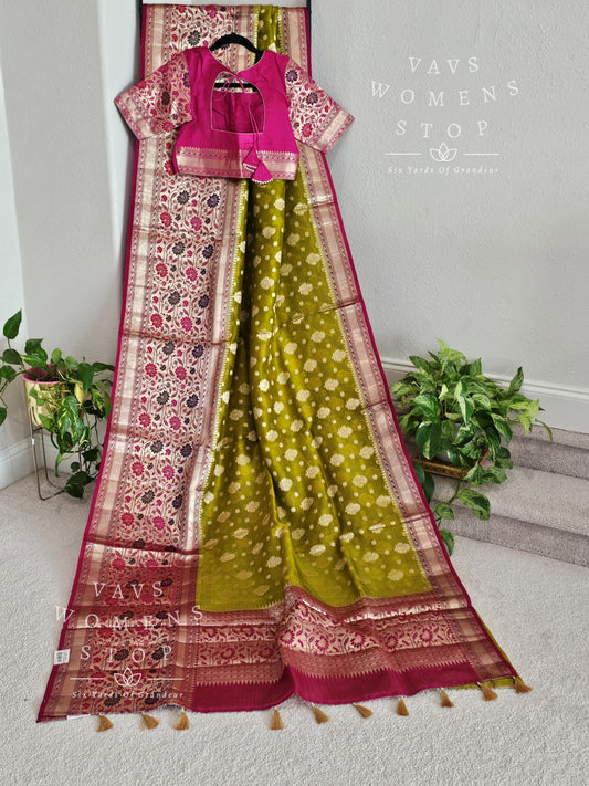 Pure Kora Organza Silk Designer Saree - Blouse