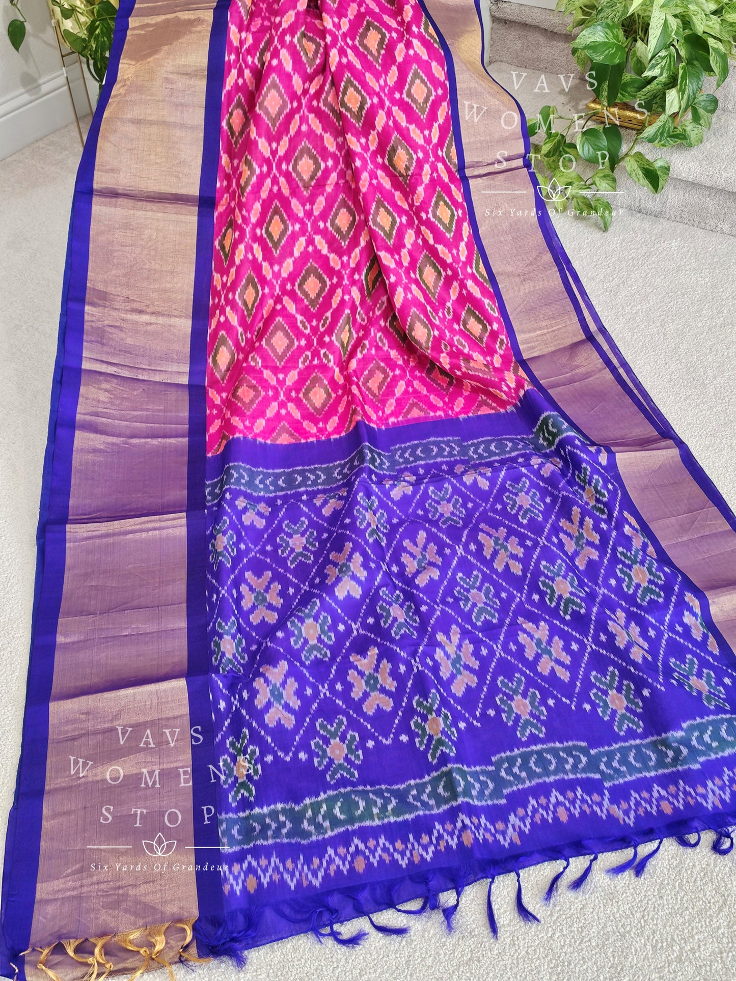 Pure Kuppadam Pochampally Designer Silk Saree - Benarasi Blouse