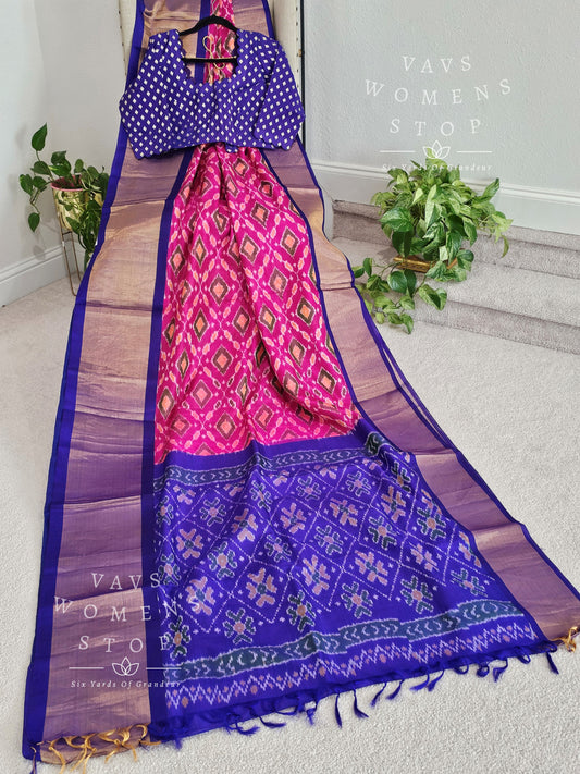 Pure Kuppadam Pochampally Designer Silk Saree - Benarasi Blouse