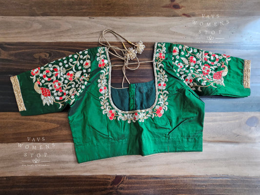 Bottle Green Maggam Blouse