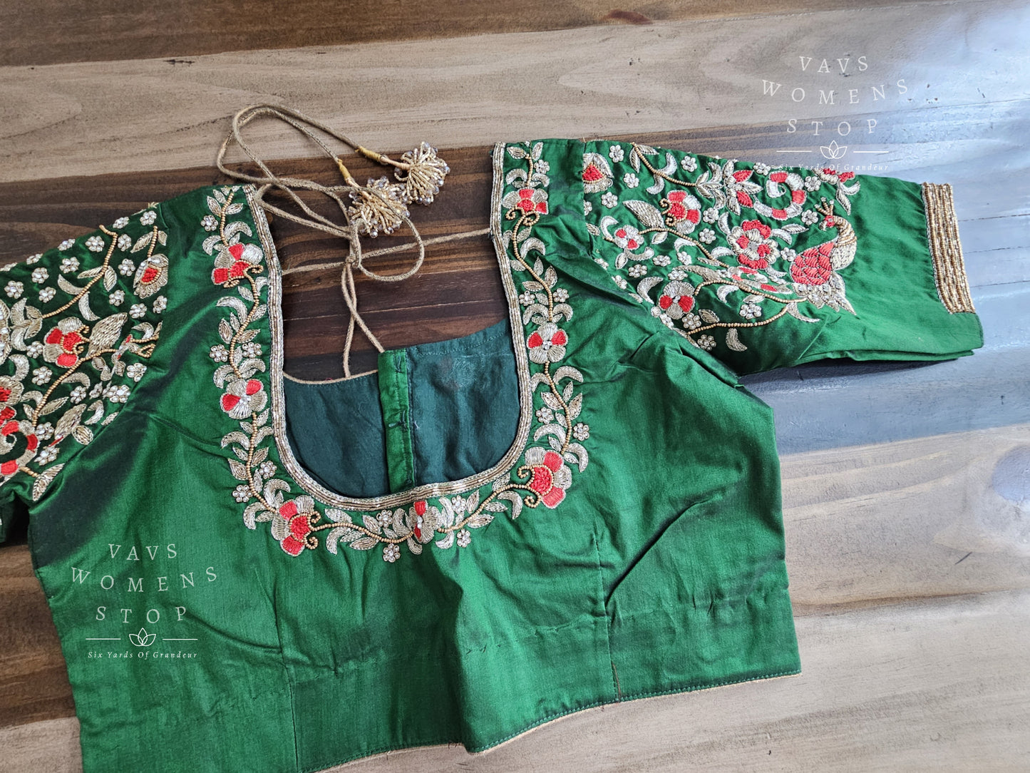 Bottle Green Maggam Blouse