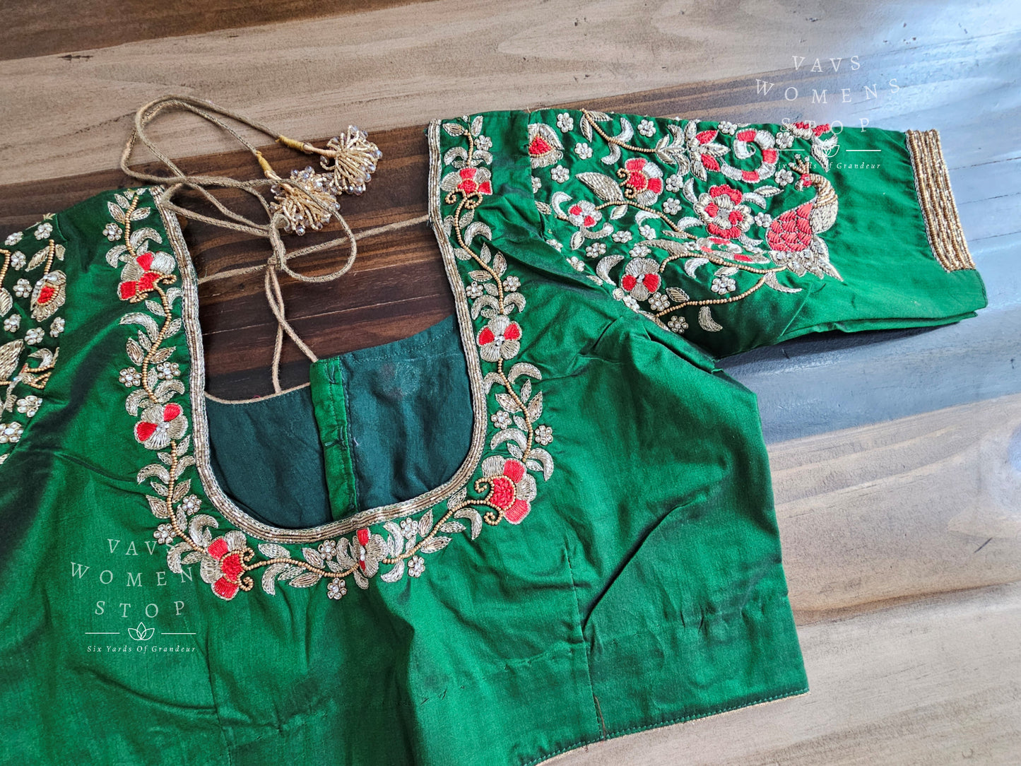 Bottle Green Maggam Blouse