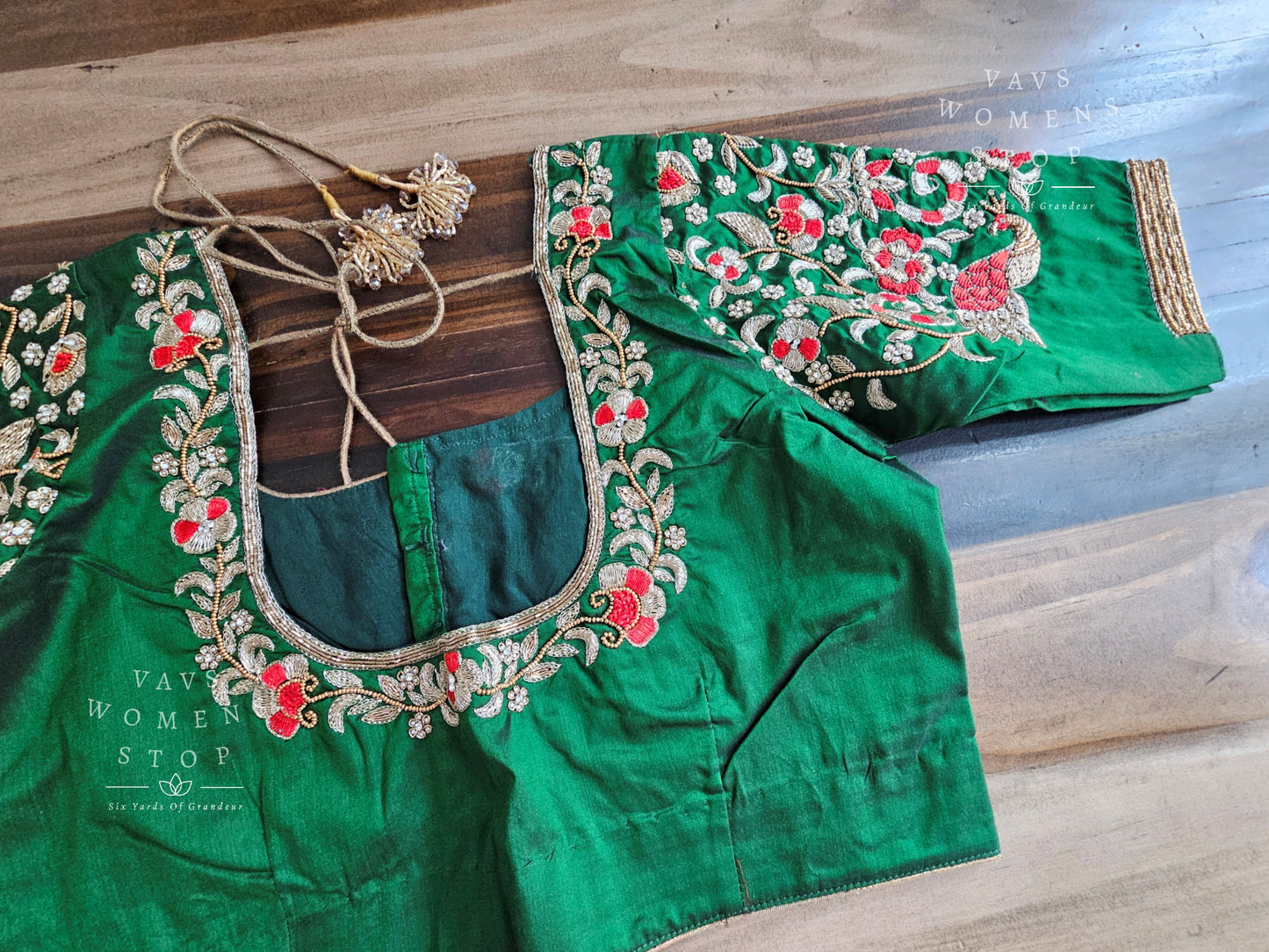 Bottle Green Maggam Blouse