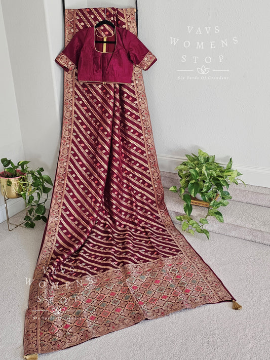 Pure Munga Benarasi Crepe Silk Saree - Blouse