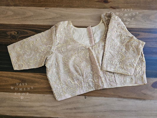 Heavy Machine Embroidery Designer Tissue Blouse
