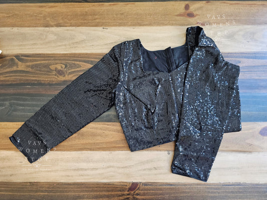 Full Sleeves Black Sequins Blouse