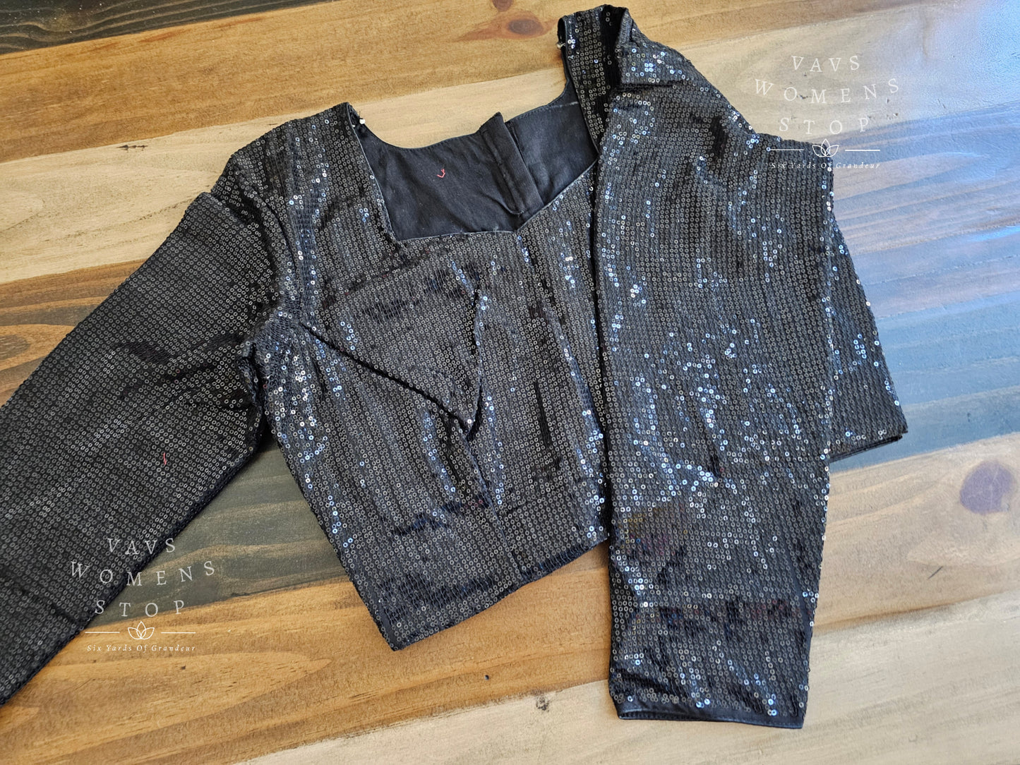 Full Sleeves Black Sequins Blouse