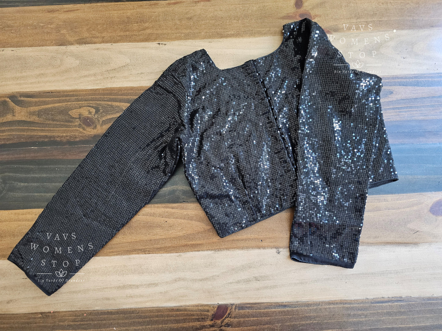 Full Sleeves Black Sequins Blouse