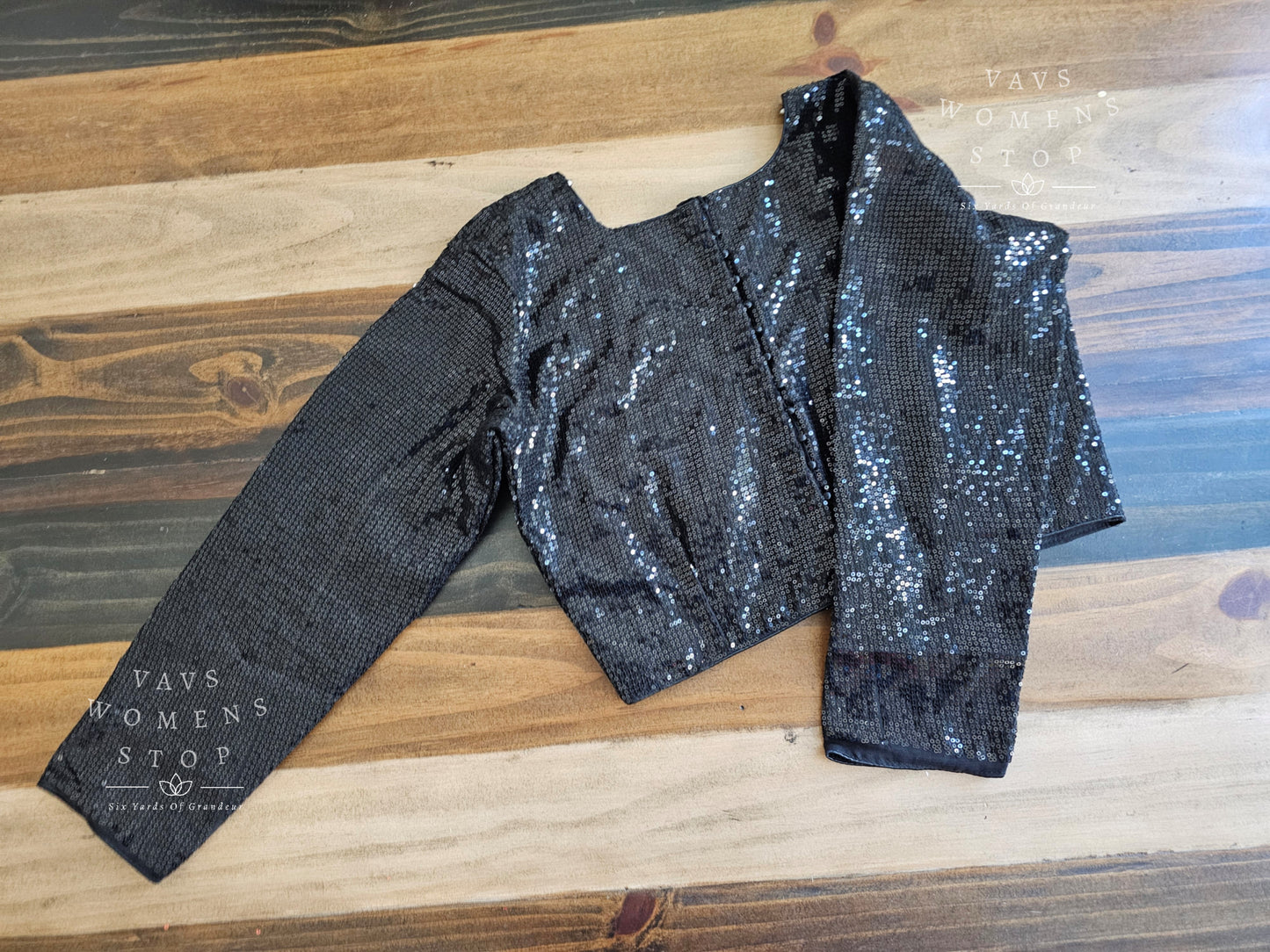 Full Sleeves Black Sequins Blouse