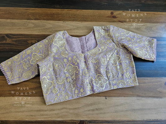 Heavy Machine Embroidery Designer Tissue Blouse