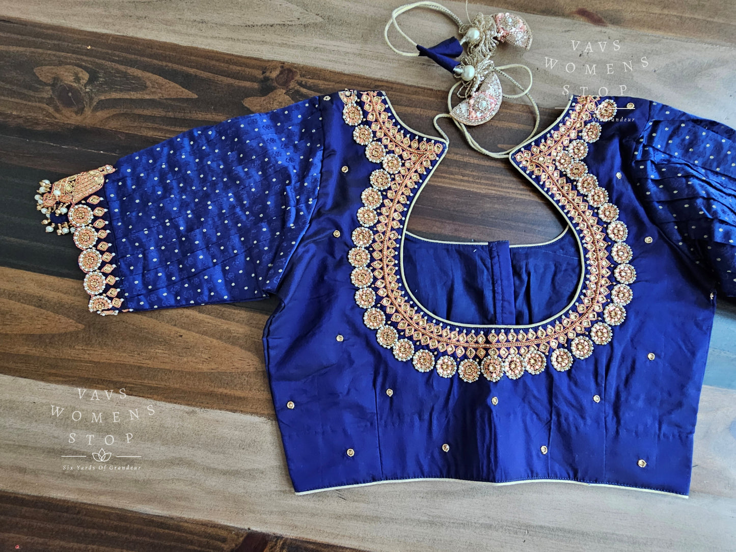 Navy Blue Maggam Blouse