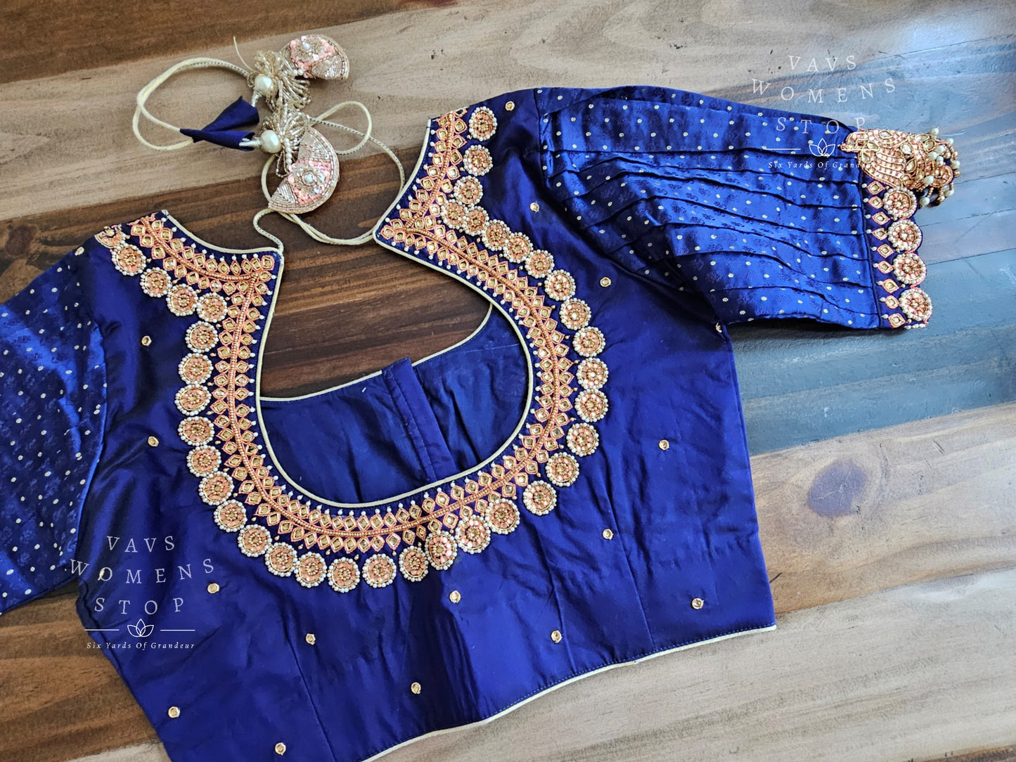 Navy Blue Maggam Blouse