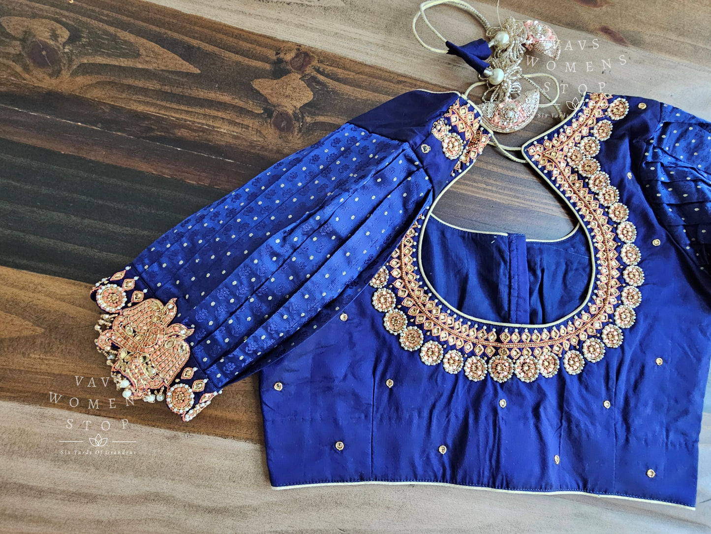 Navy Blue Maggam Blouse