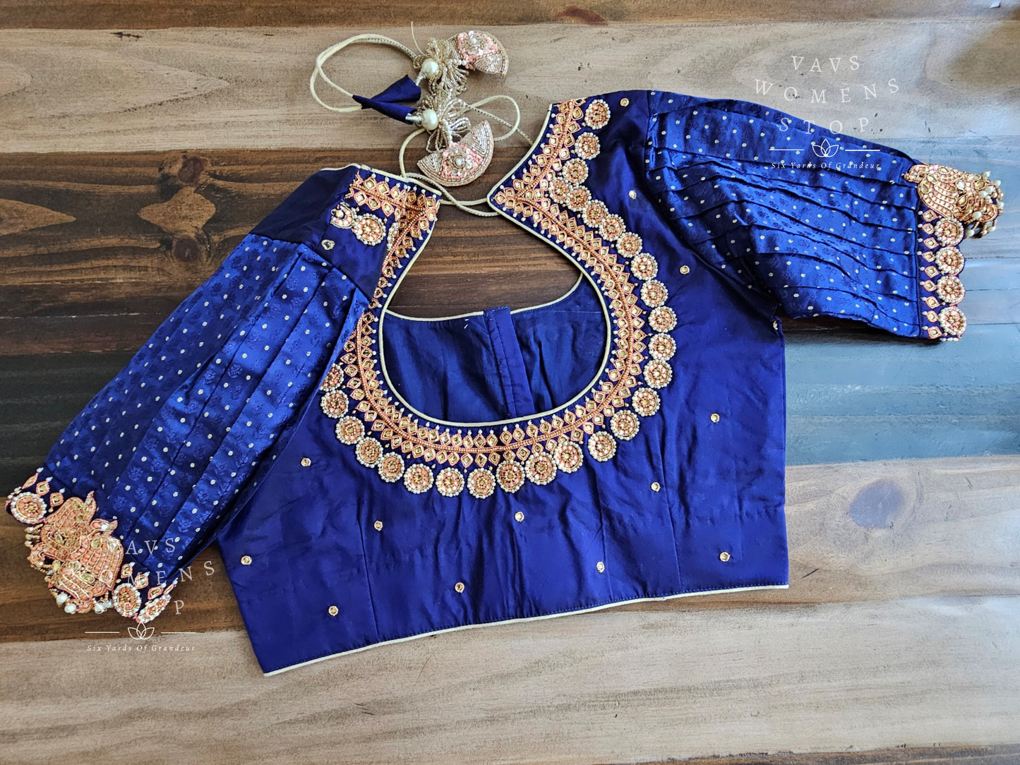 Navy Blue Maggam Blouse