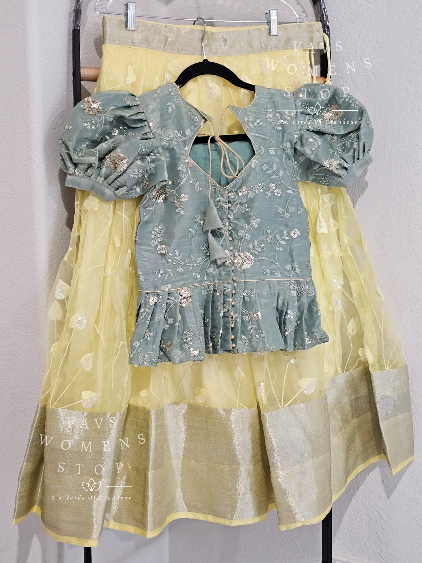 Pastel Shades Organza Lehenga Set