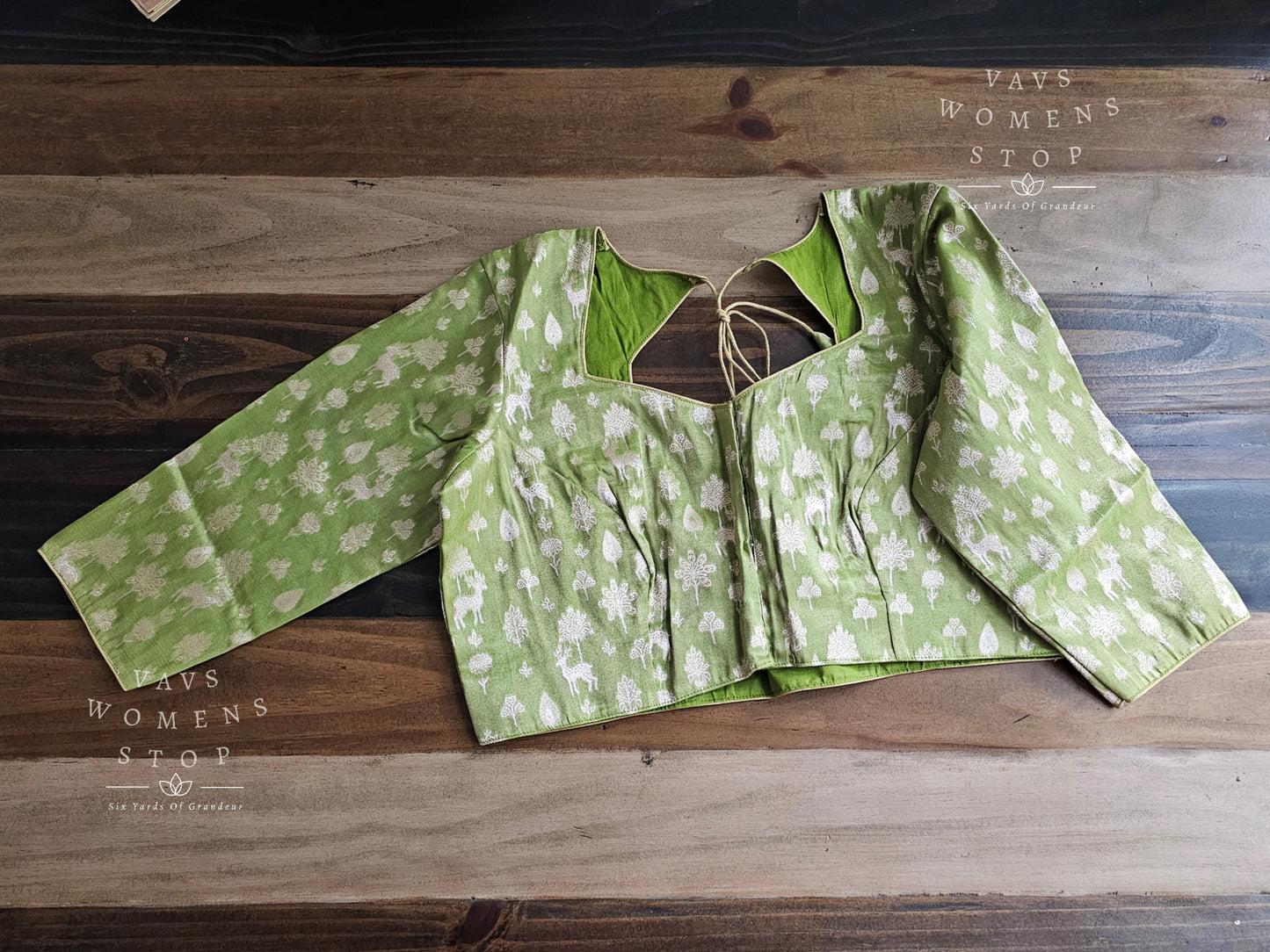 Tissue Green Deer Butta Benarasi Blouse