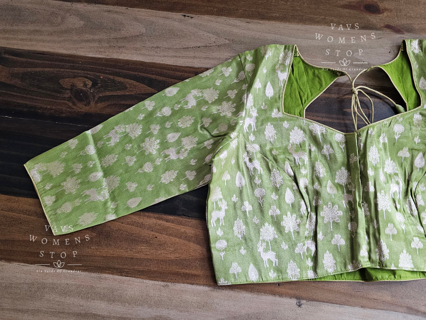 Tissue Green Deer Butta Benarasi Blouse