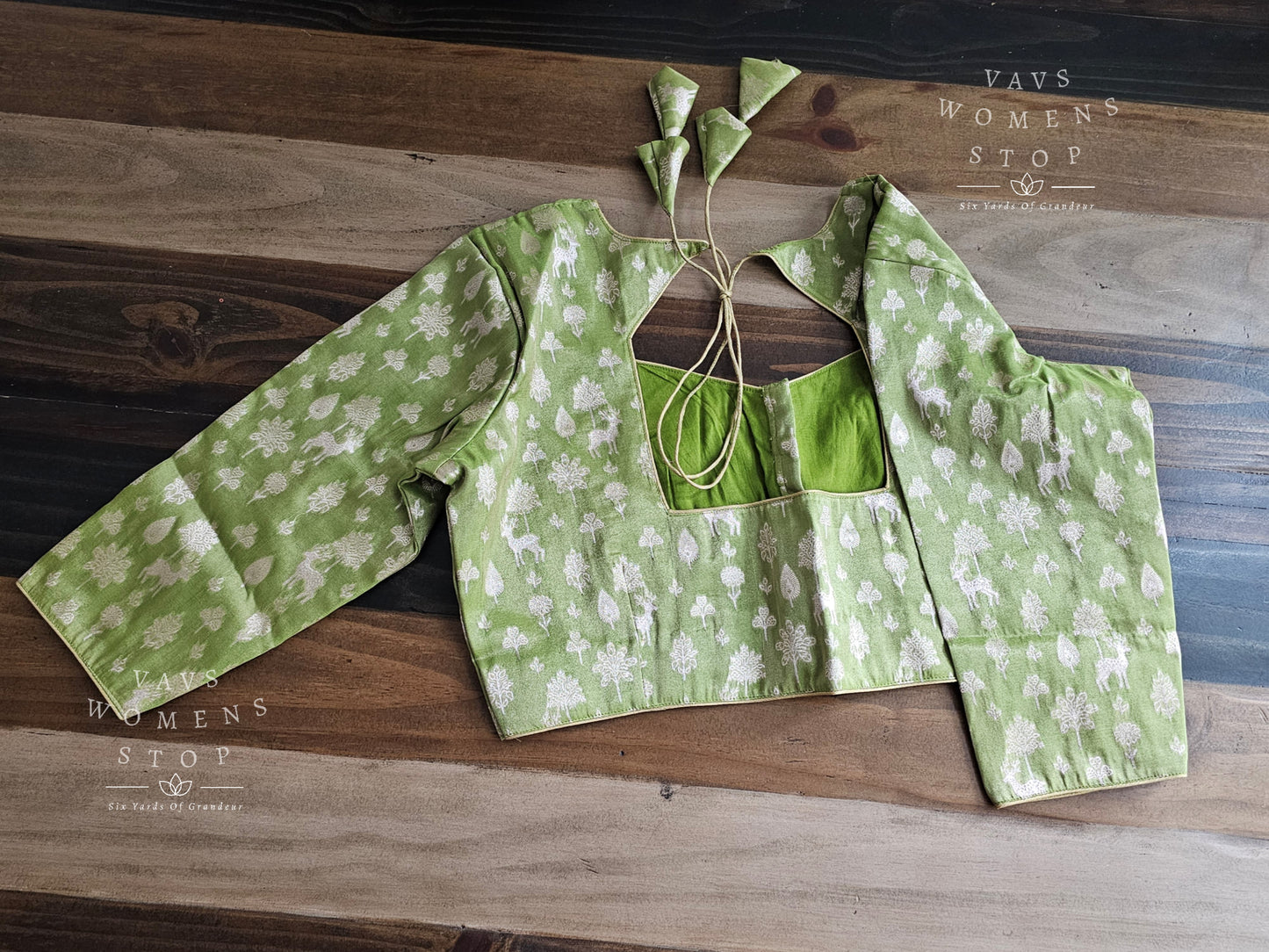 Tissue Green Deer Butta Benarasi Blouse