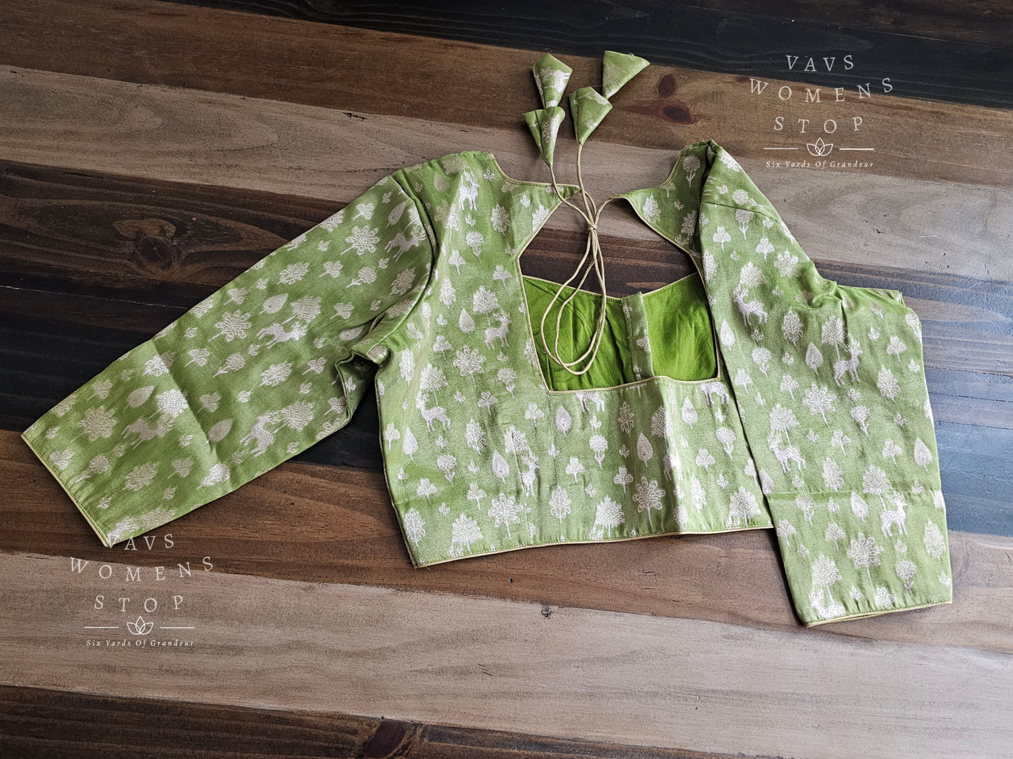 Tissue Green Deer Butta Benarasi Blouse