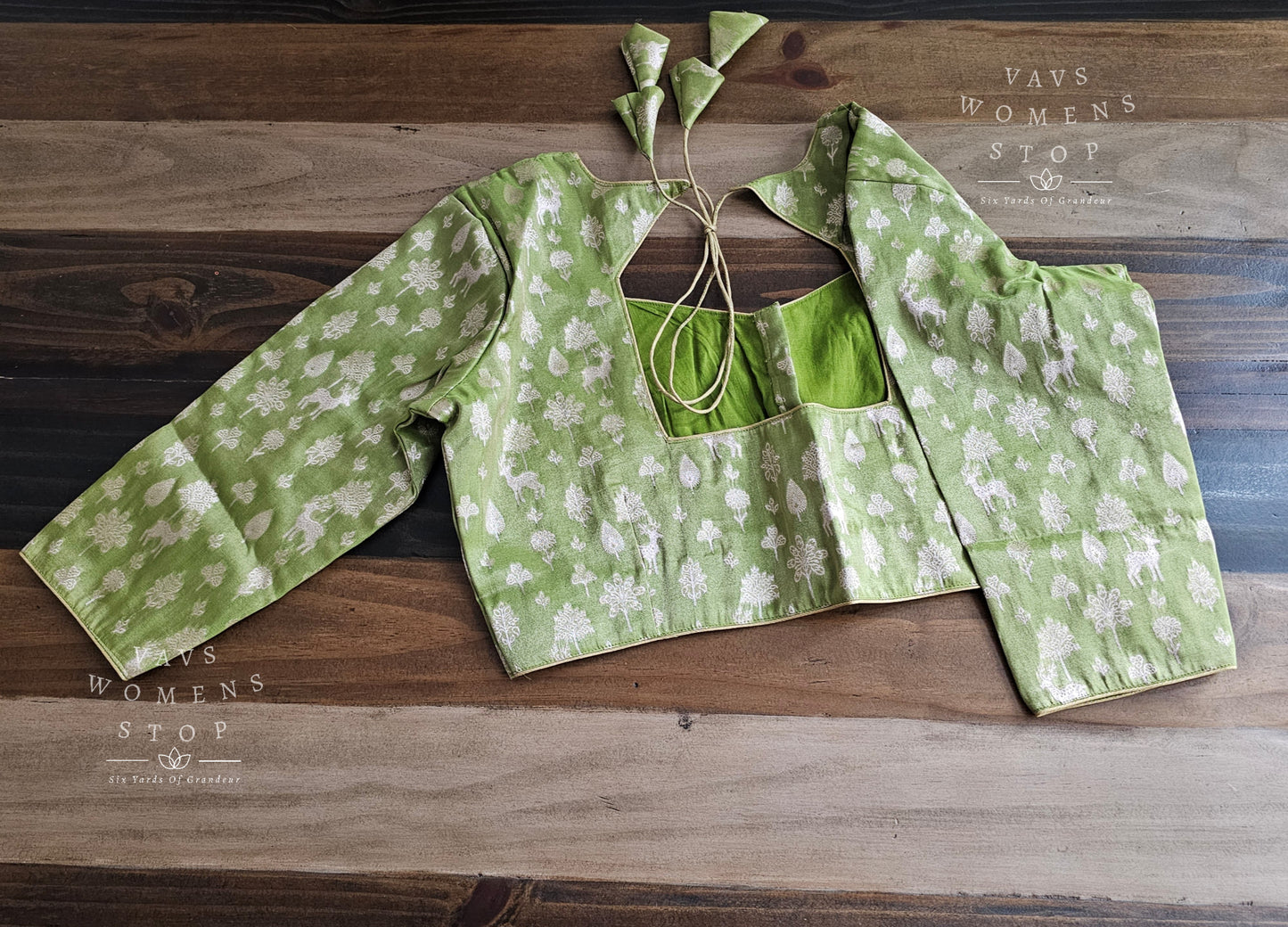 Tissue Green Deer Butta Benarasi Blouse