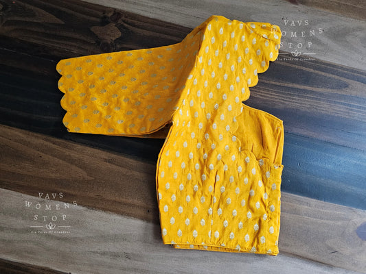 Yellow Orange Shade Benarasi Blouse