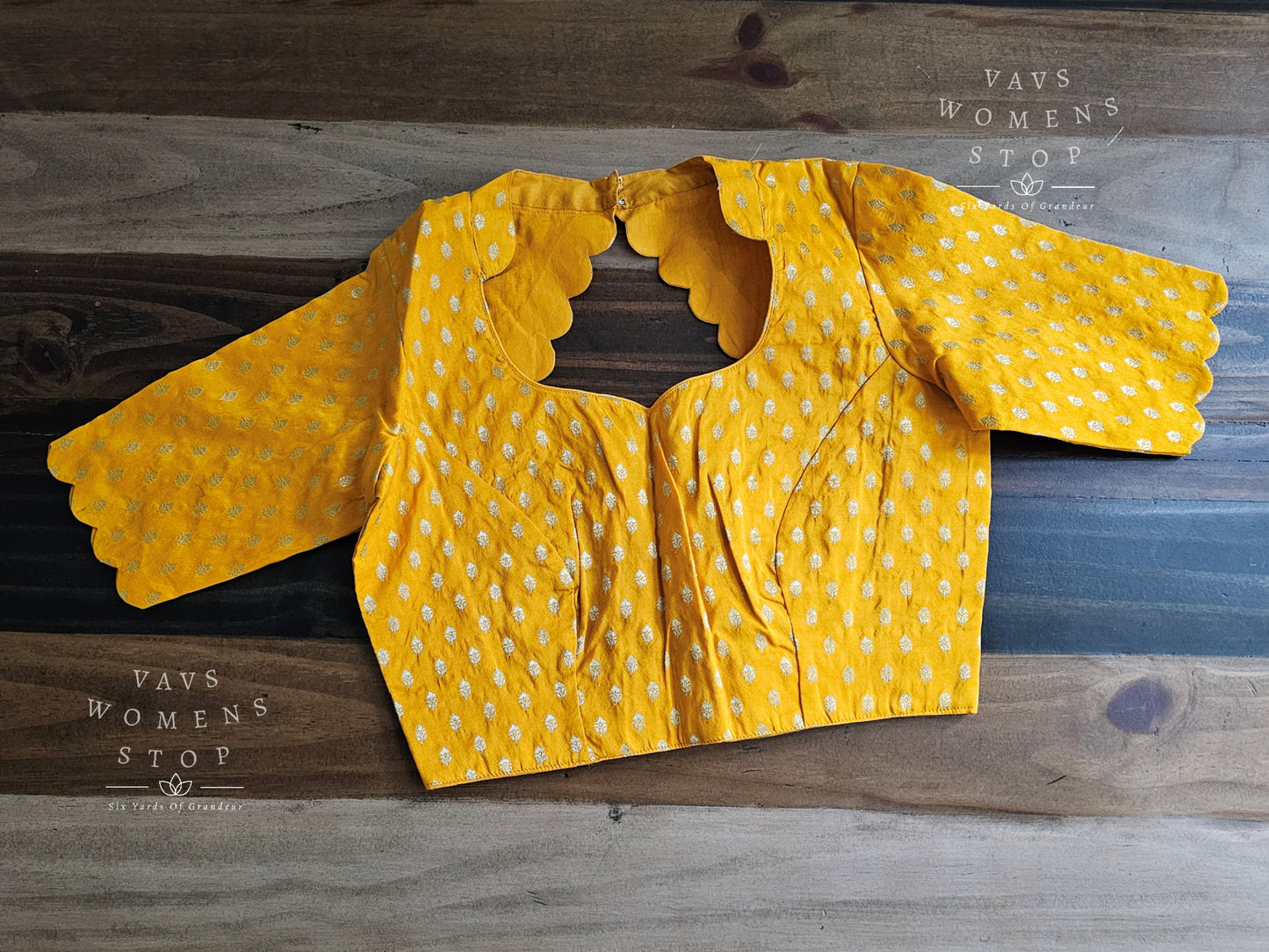 Yellow Orange Shade Benarasi Blouse