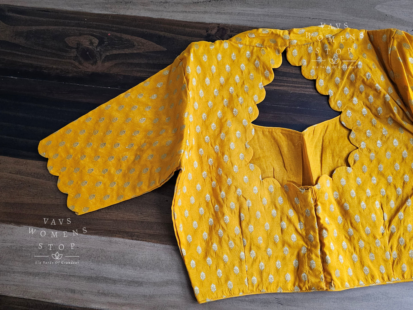 Yellow Orange Shade Benarasi Blouse