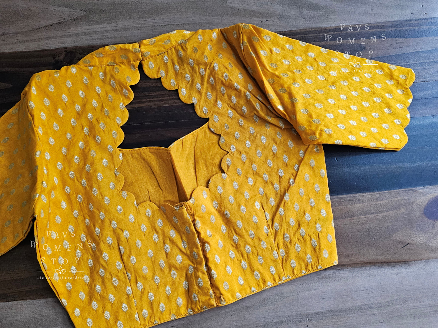 Yellow Orange Shade Benarasi Blouse