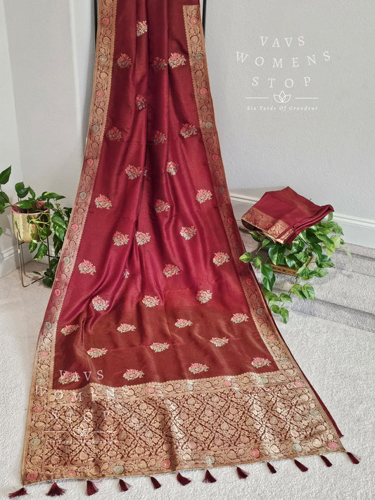 Viscose Georgette Designer Saree - Sleeveless Blouse