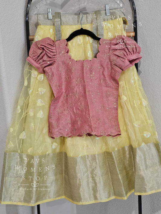 Pastel Shades Organza Lehenga Set