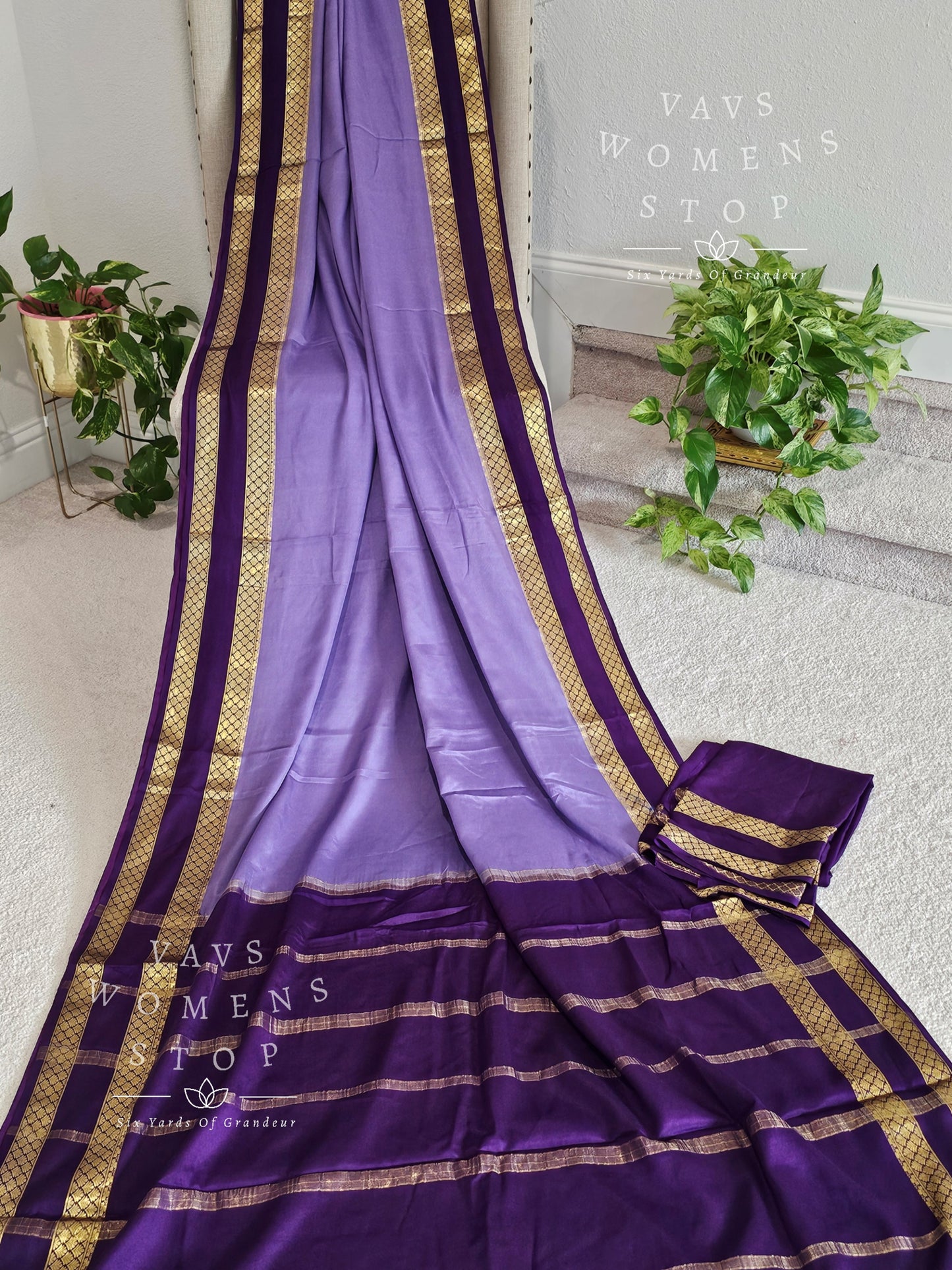 Pure Mysore Crepe Silk Saree - Chinon Silk Blouse