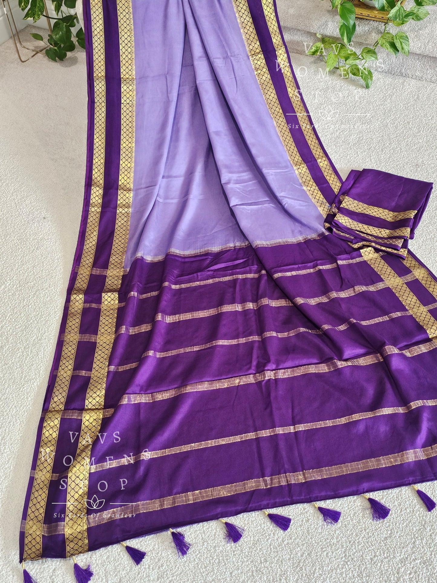 Pure Mysore Crepe Silk Saree - Chinon Silk Blouse