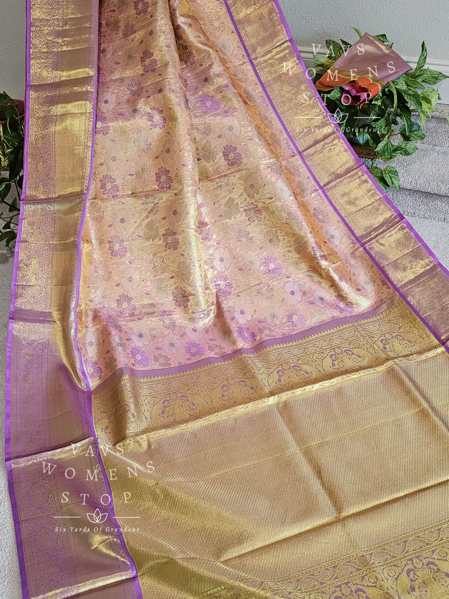 Pure Kanchi Pattu Tissue Brocade Silk Saree