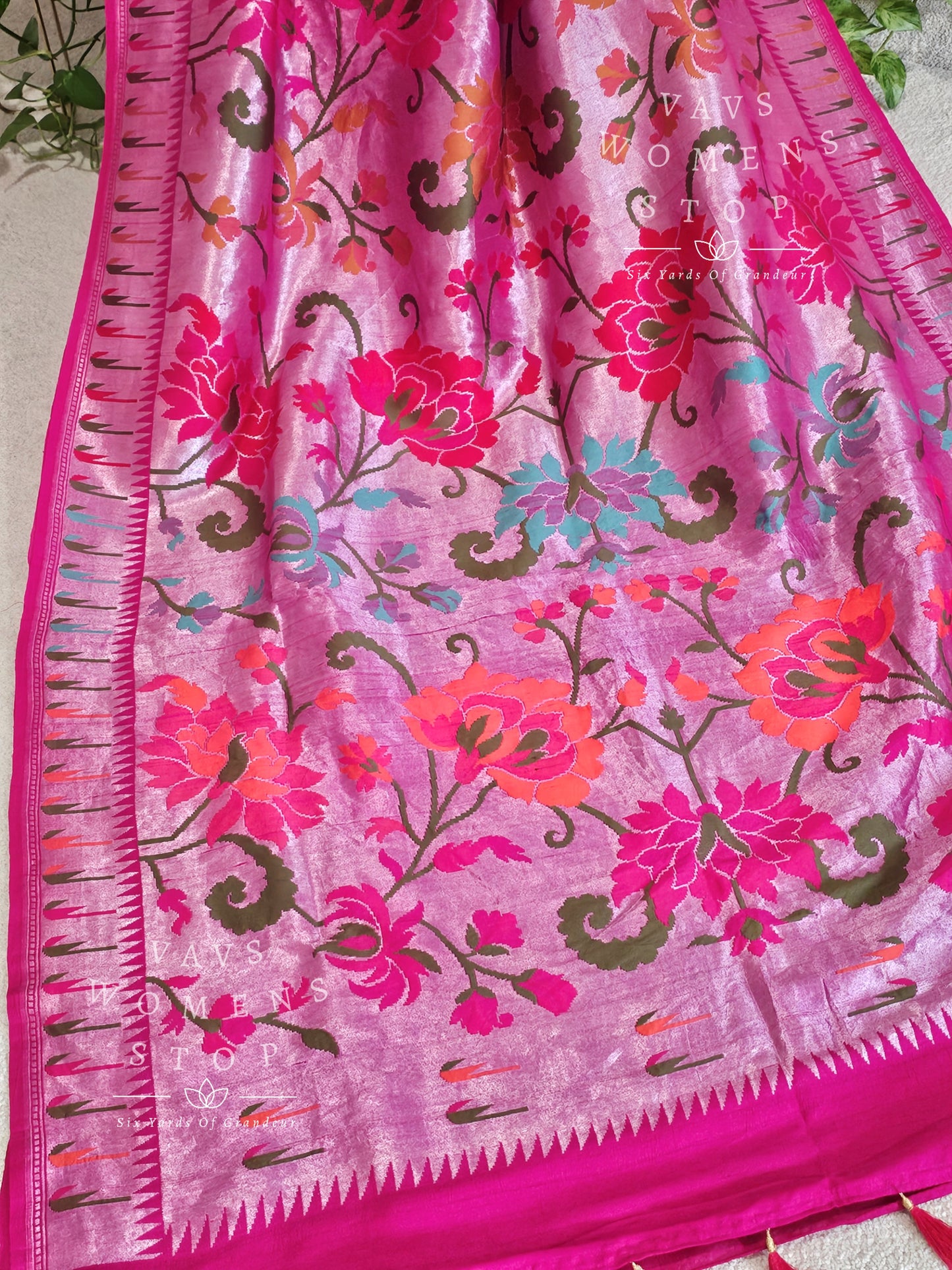 Pure Tussar Georgette All Over Benarasi Paithani Saree.