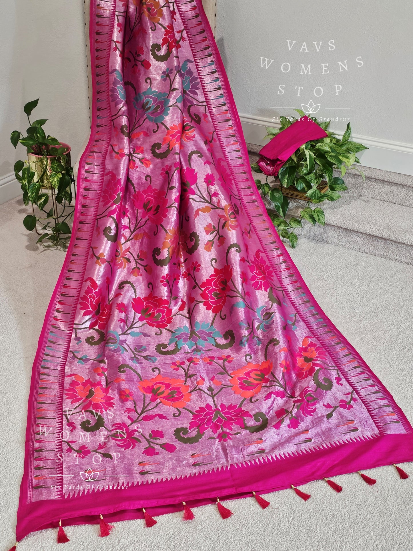 Pure Tussar Georgette All Over Benarasi Paithani Saree.