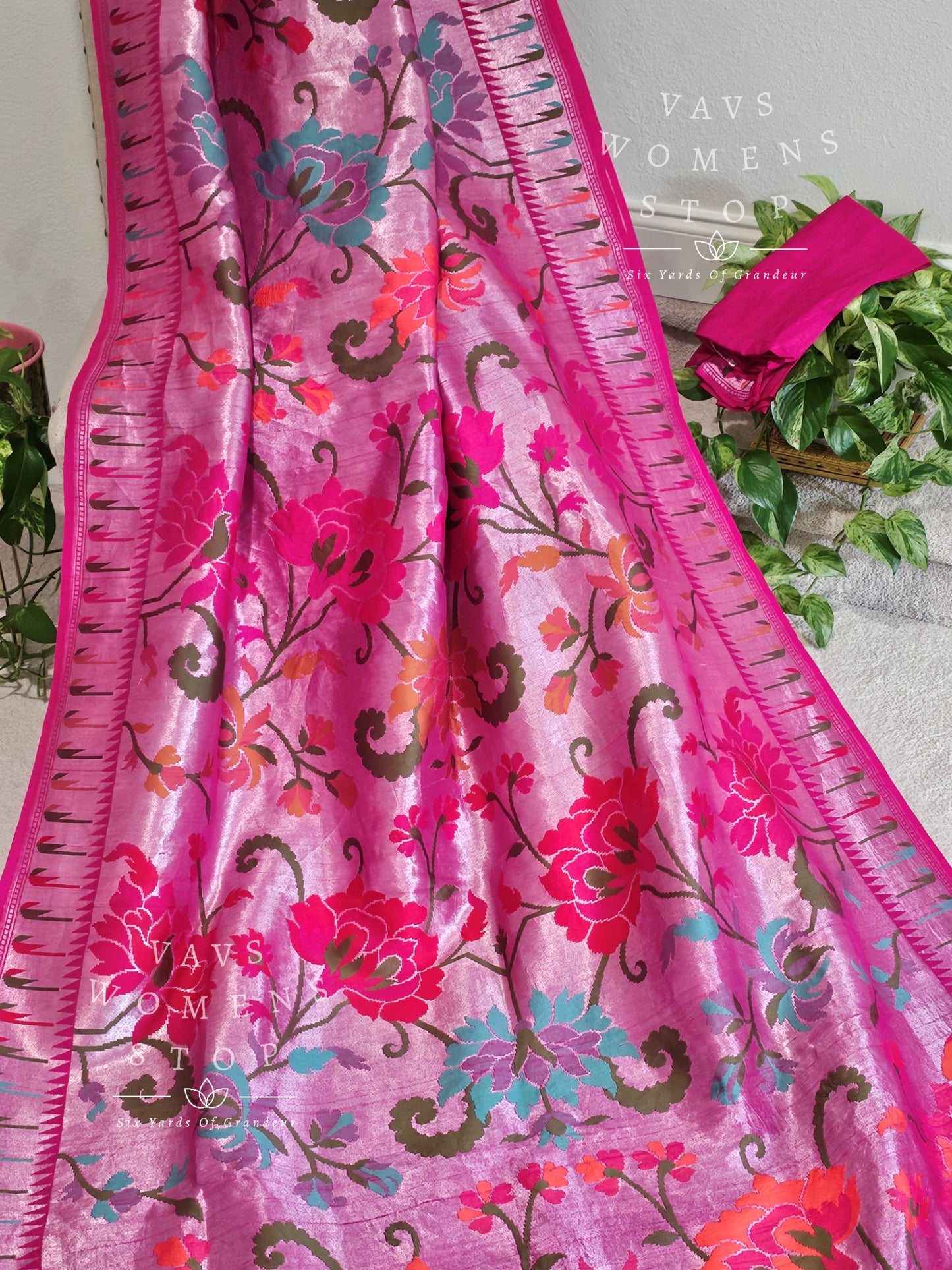 Pure Tussar Georgette All Over Benarasi Paithani Saree.