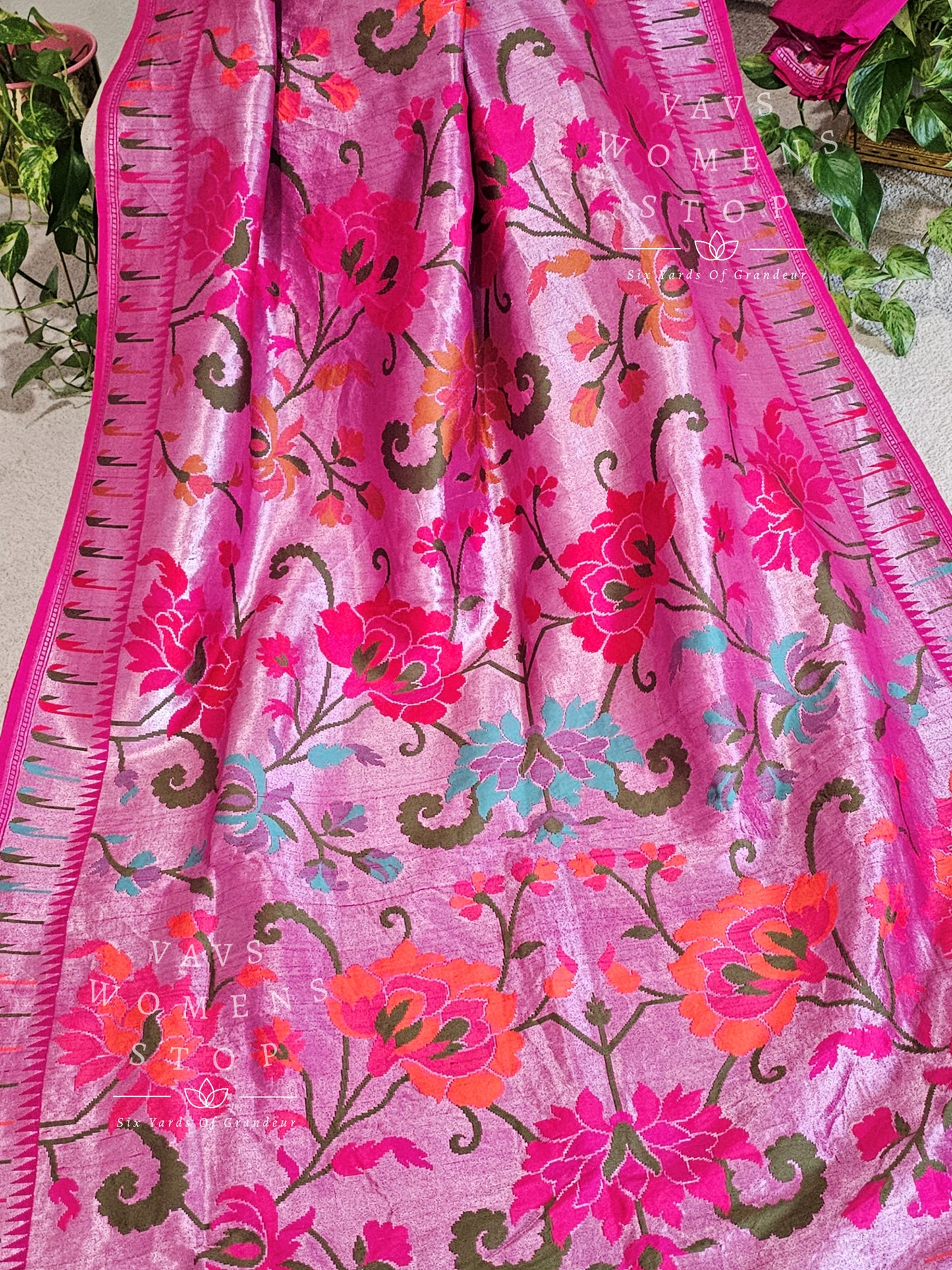 Pure Tussar Georgette All Over Benarasi Paithani Saree.