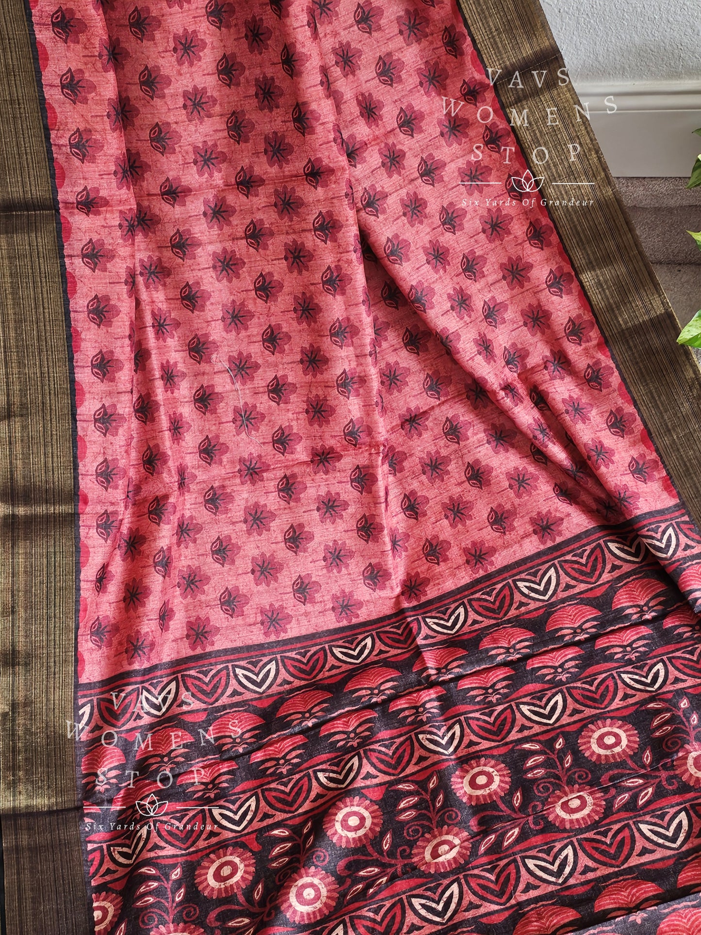 Semi Kota Tussar Floral Prints Saree