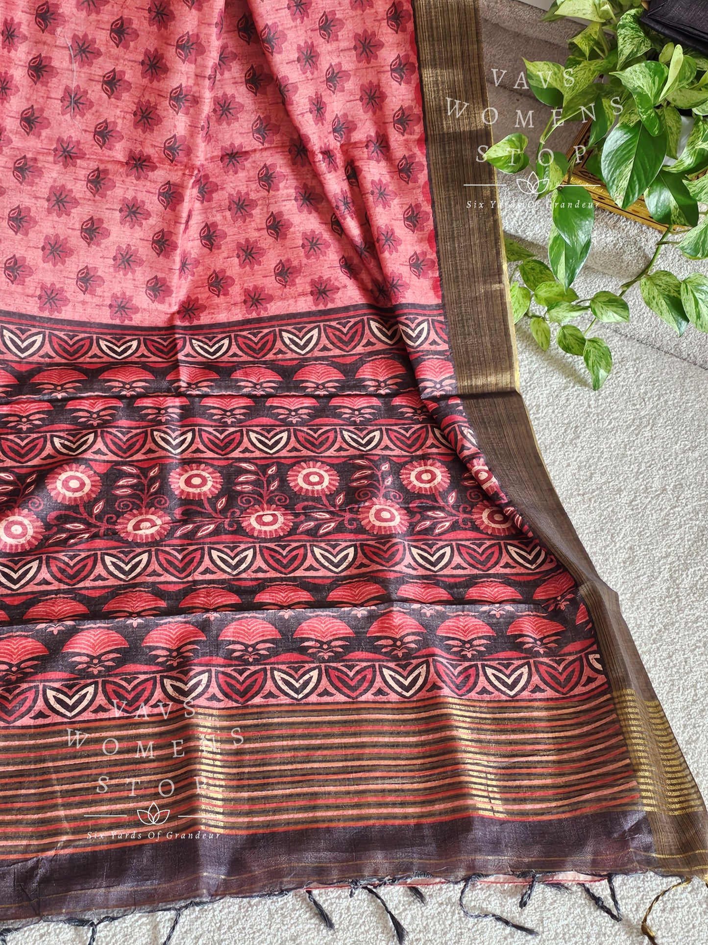 Semi Kota Tussar Floral Prints Saree