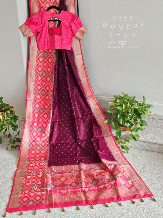 Jute Dupion Silk Bhandini Saree - Blouse