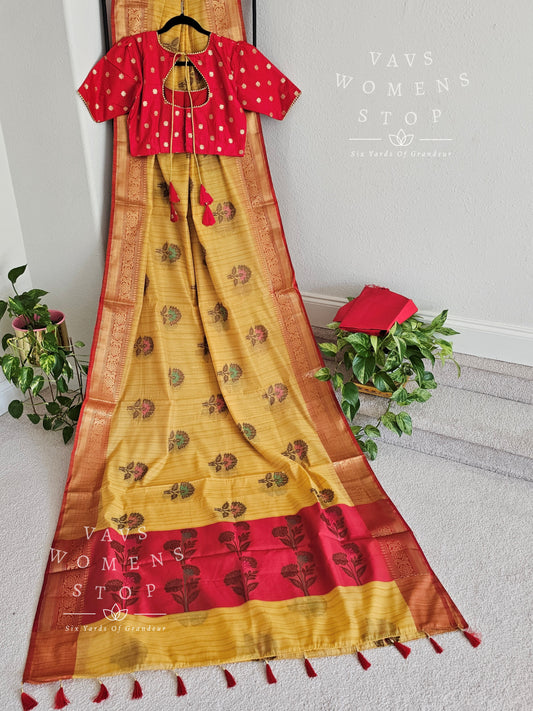 Benarasi Khadi Silk Cotton Saree - Benarasi Blouse