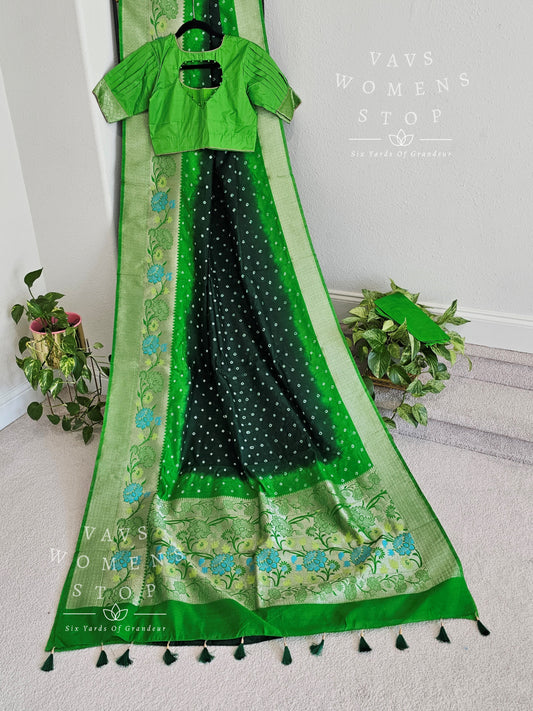 Blended Jute Dupion Bhandini Paithani Border Saree - Blouse