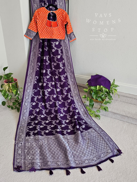 Munga Benarasi Crepesilk Saree - Benarasi Blouse