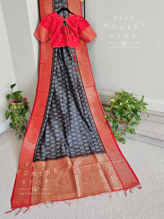 Benarasi Tussar Rawsilk Kalamkari Digital Print Saree - Blouse