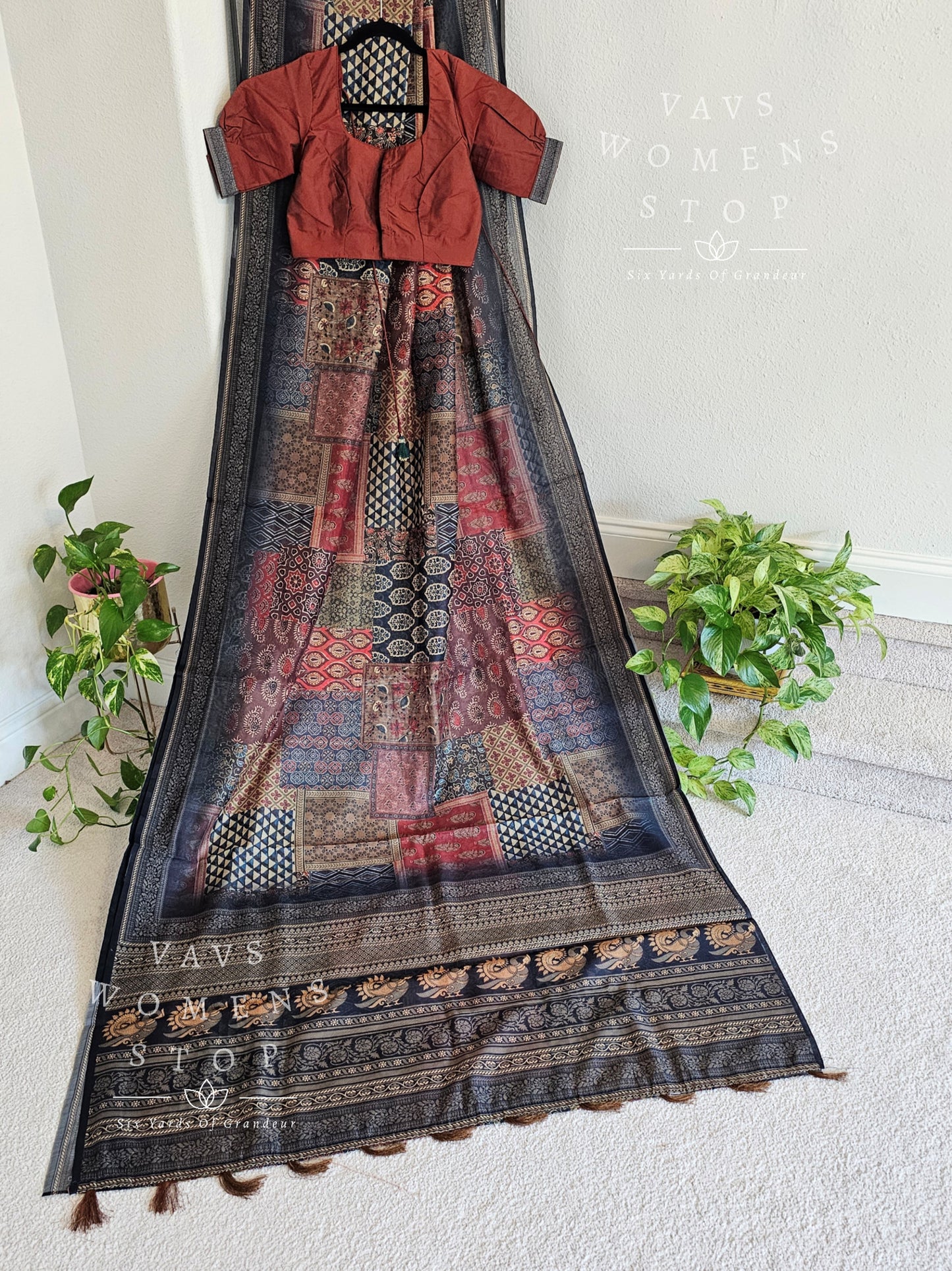 Soft Chanderi Digital Kalamkari Prints Saree - Blouse